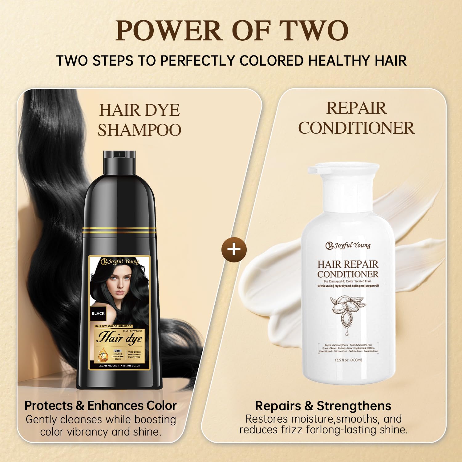 Joyful Young beard coverage-friendly formula suits facial hair color needs.