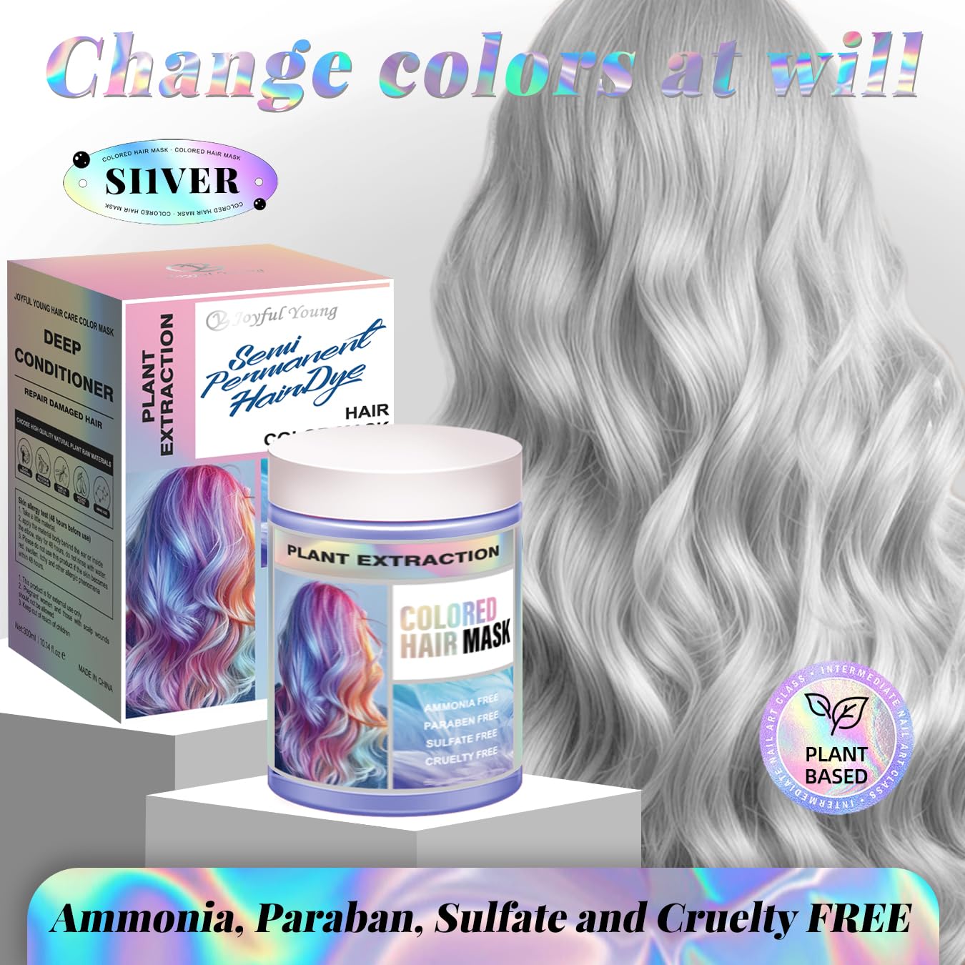 Joyful Young silky hair finish after use shows shine and smoothness