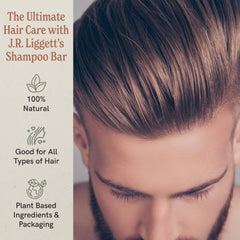 J.R. Liggett's shampoo bar with coconut oil view highlights gentle cleansing and nourishment.
