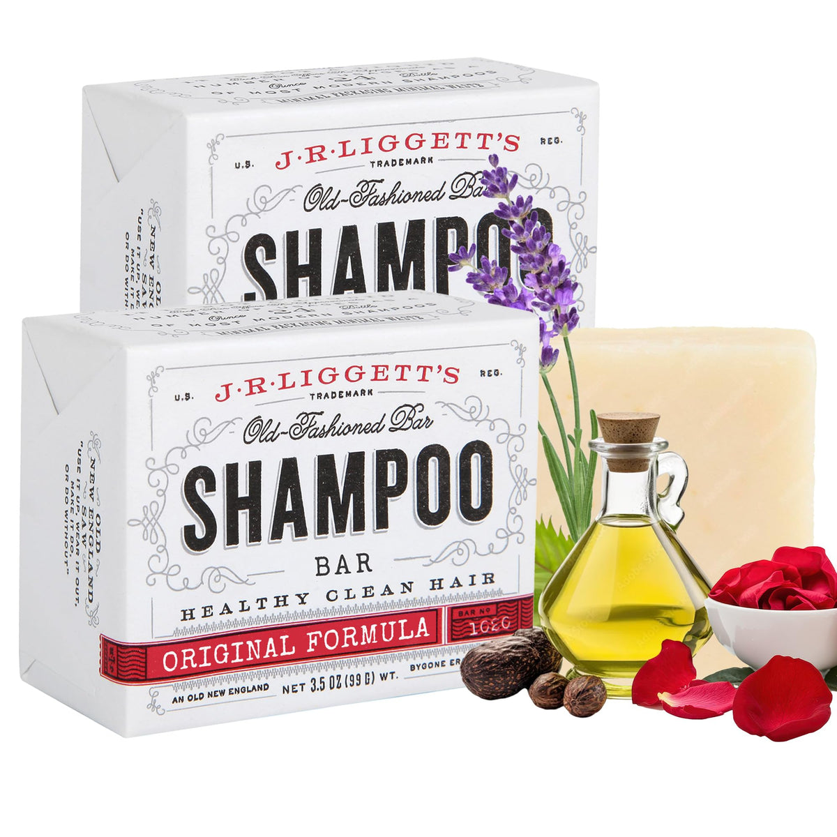 J.R.LIGGETT'S shampoo bar original formula with coconut oil for gentle cleansing.