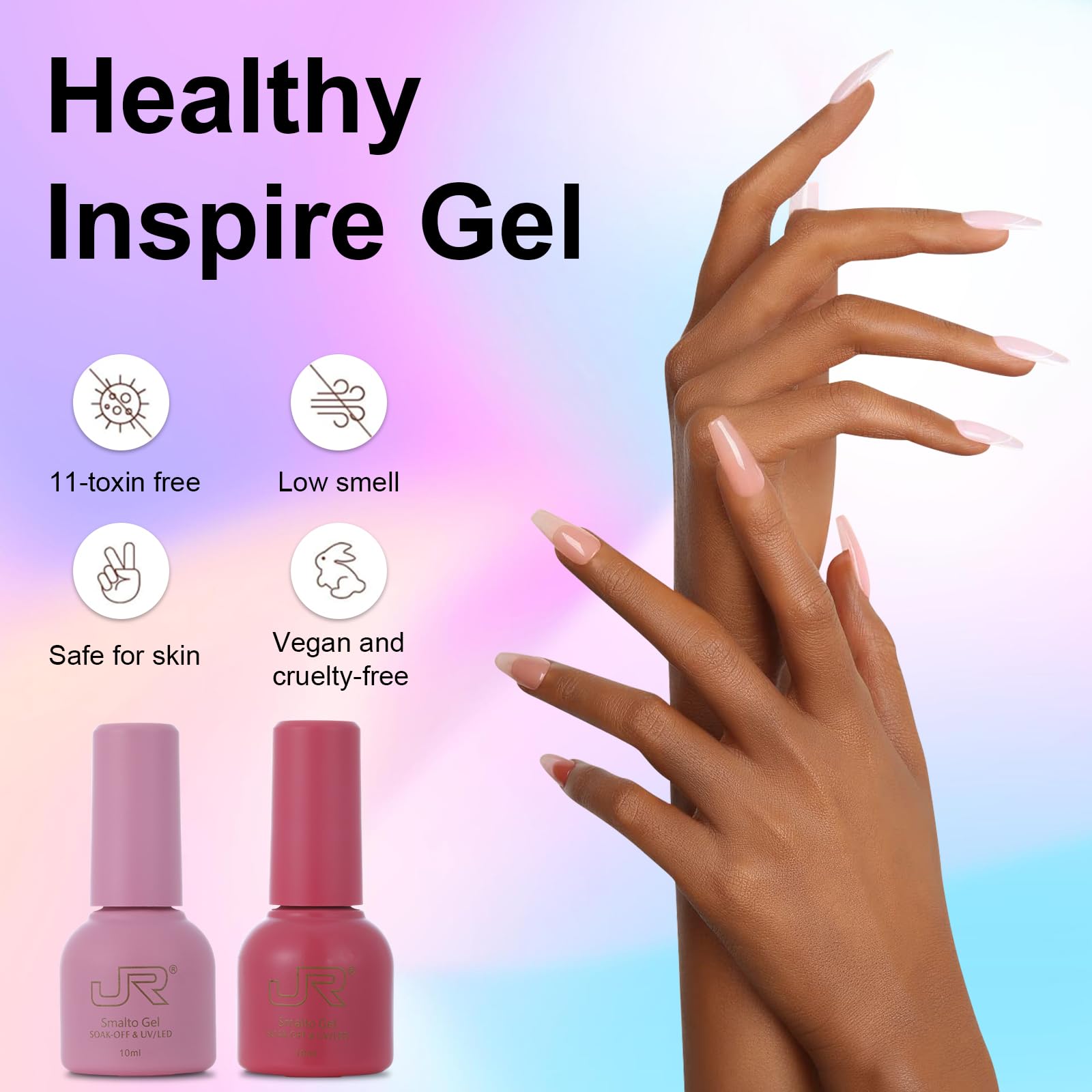 JR top coat bottle provides glossy, chip-resistant finish after cure
