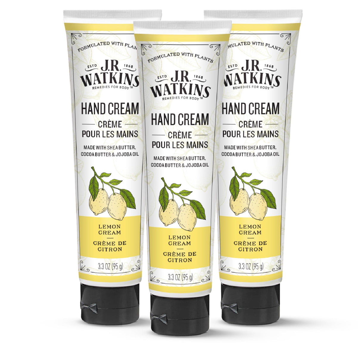 J.R. Watkins Lemon Cream Hand Cream 3-pack tubes for daily hydration