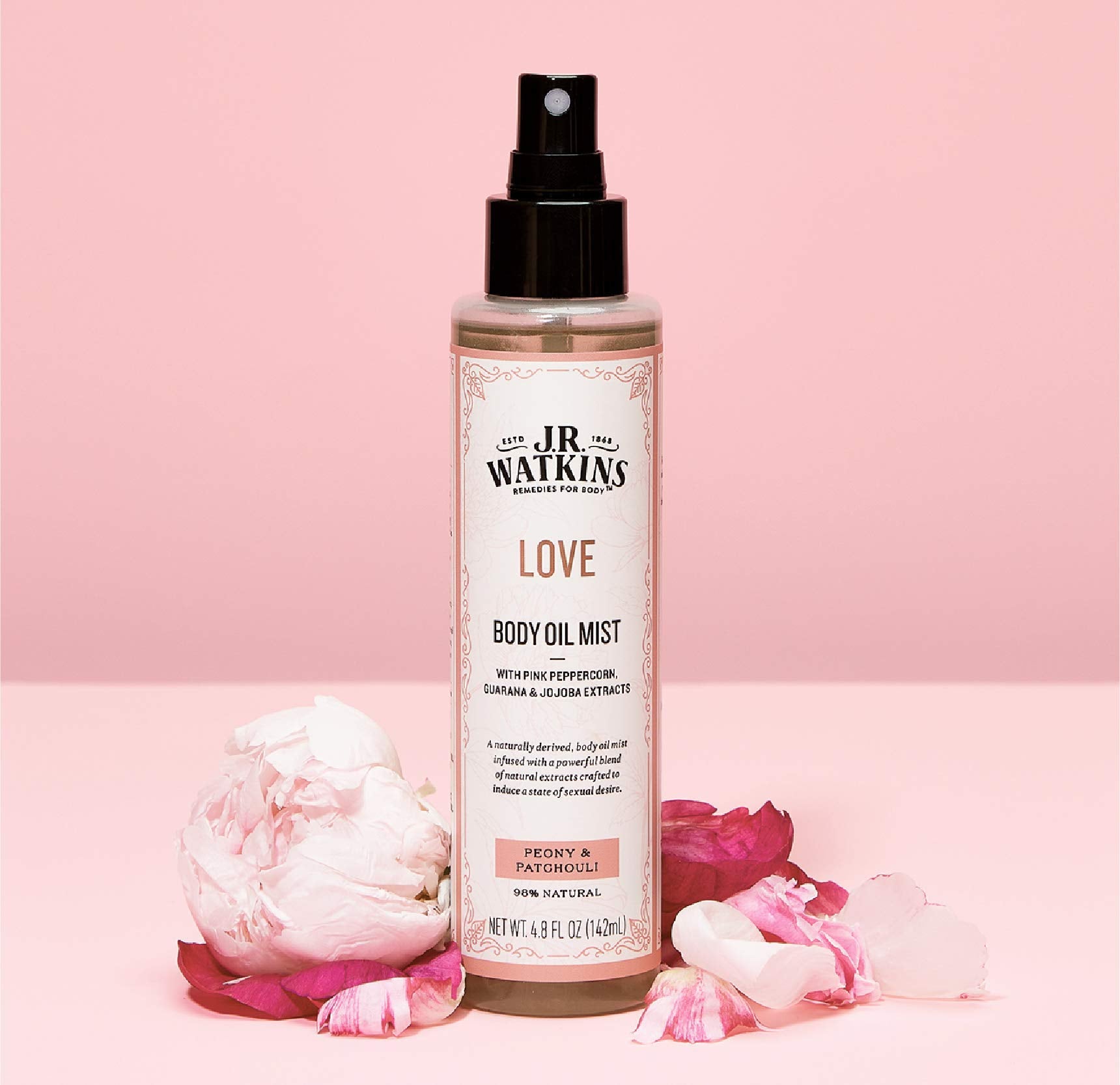 J.R. Watkins Love Body Oil Mist massage application smooths skin as it nourishes.