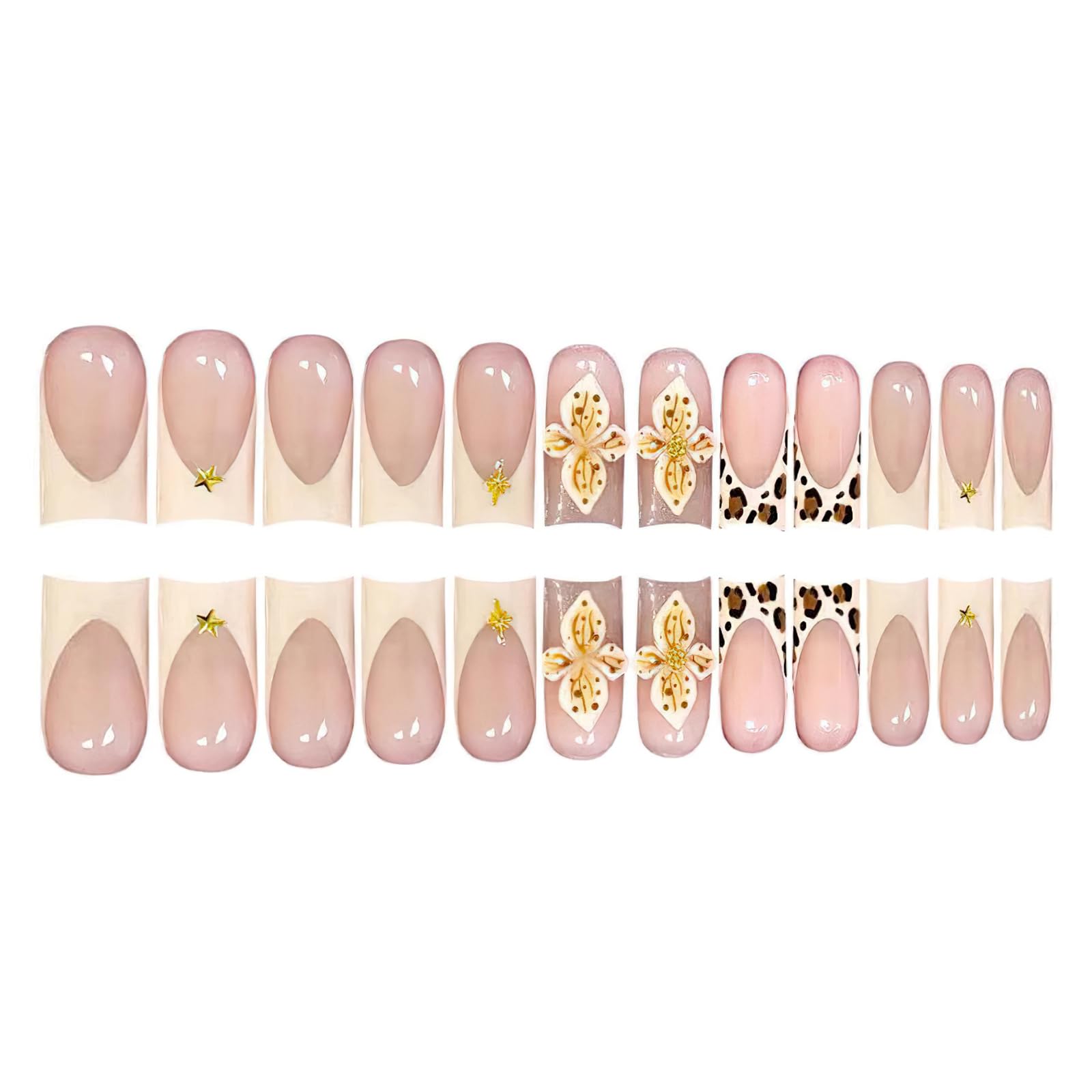 Jremg gold star rhinestones nails sparkle with subtle glamour.