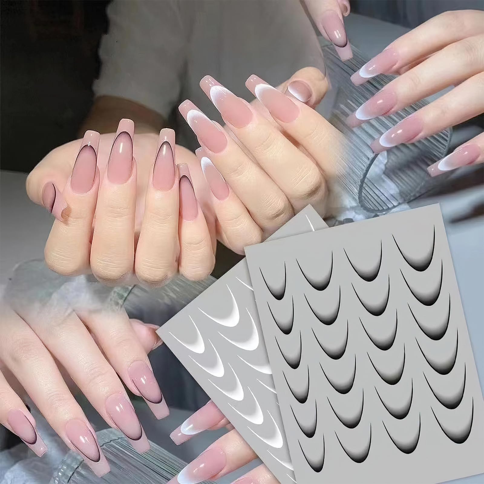 Jremg gradient French tip line detail on nails with vibrant color and shine