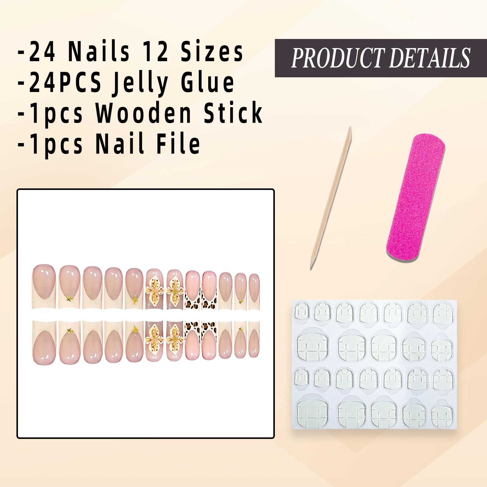 Jremg medium square press-on nails offer comfortable fit and style.