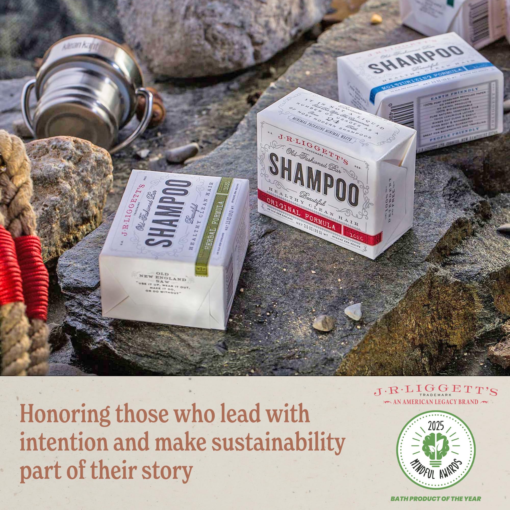 J.R.LIGGETT'S shampoo bar eco-friendly packaging supports sustainable habits