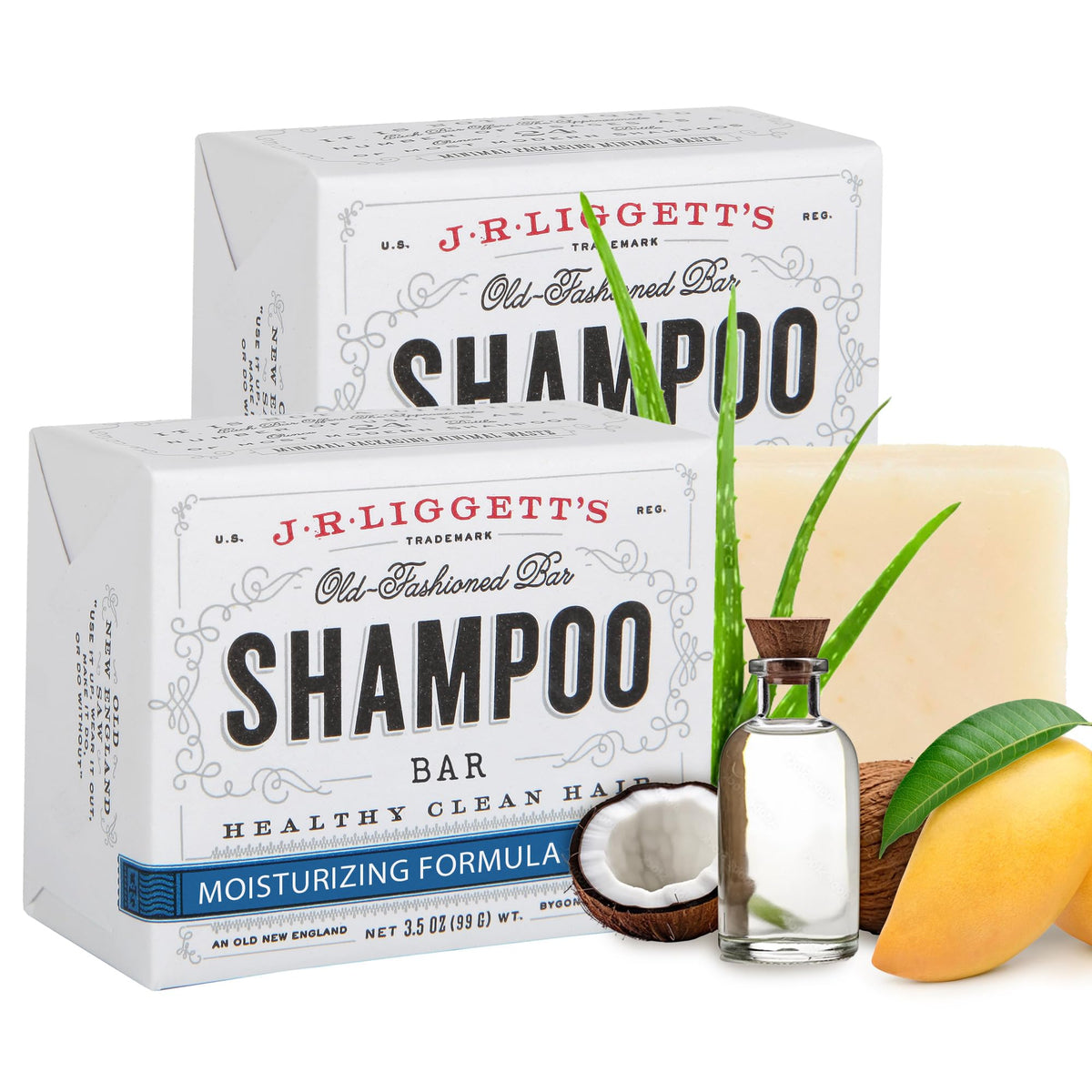 J.R.LIGGETT'S shampoo bar moisturizing formula ready for use, showing solid cleansing bar for gentle cleansing