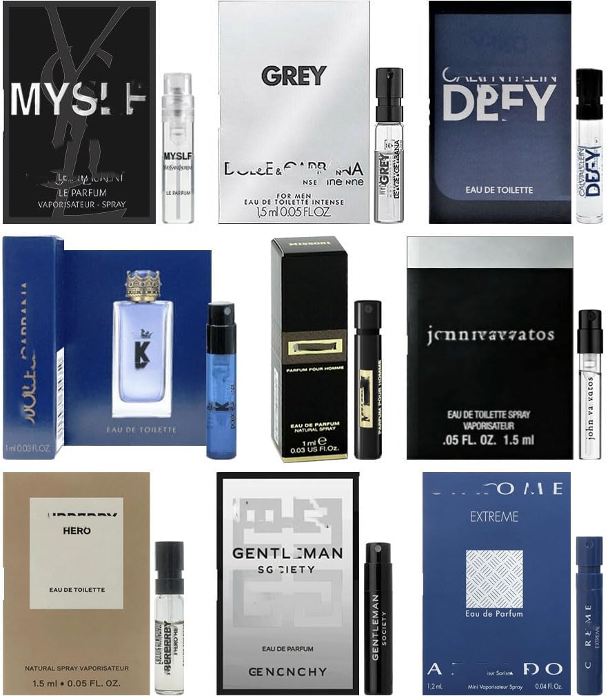 JRoBeauty nine-vial fragrance sampler ideal for try-before-you-buy decisions.