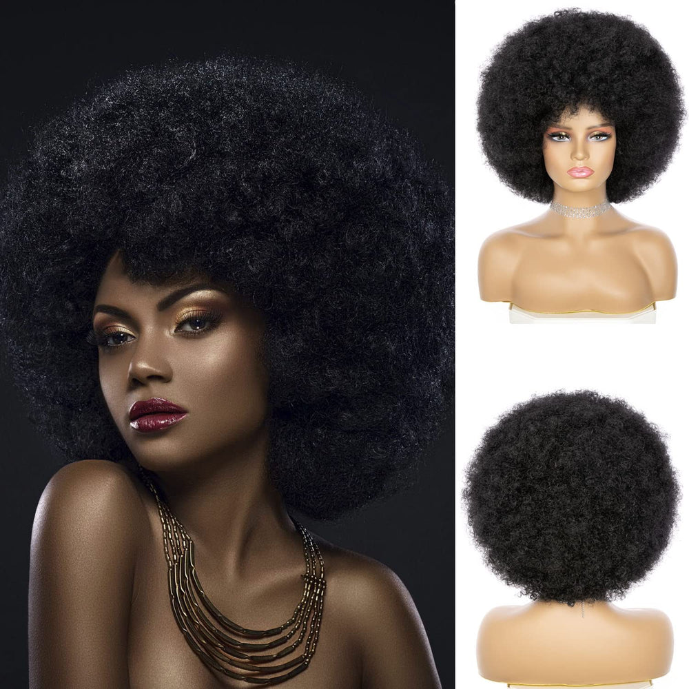 JSDshine soft Afro wig with bangs for natural daily wear.