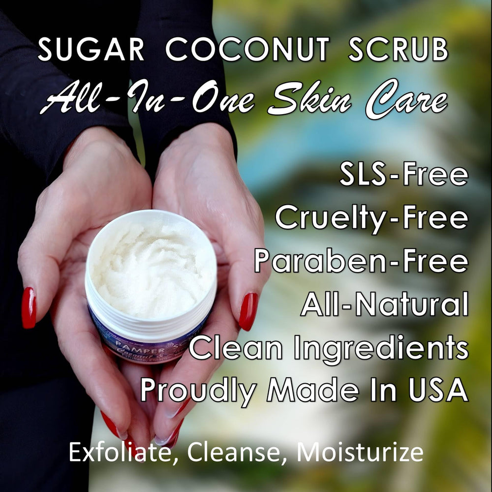 JSFA Coconut Lavender Sugar Scrub bowl with ingredients ready for pampering