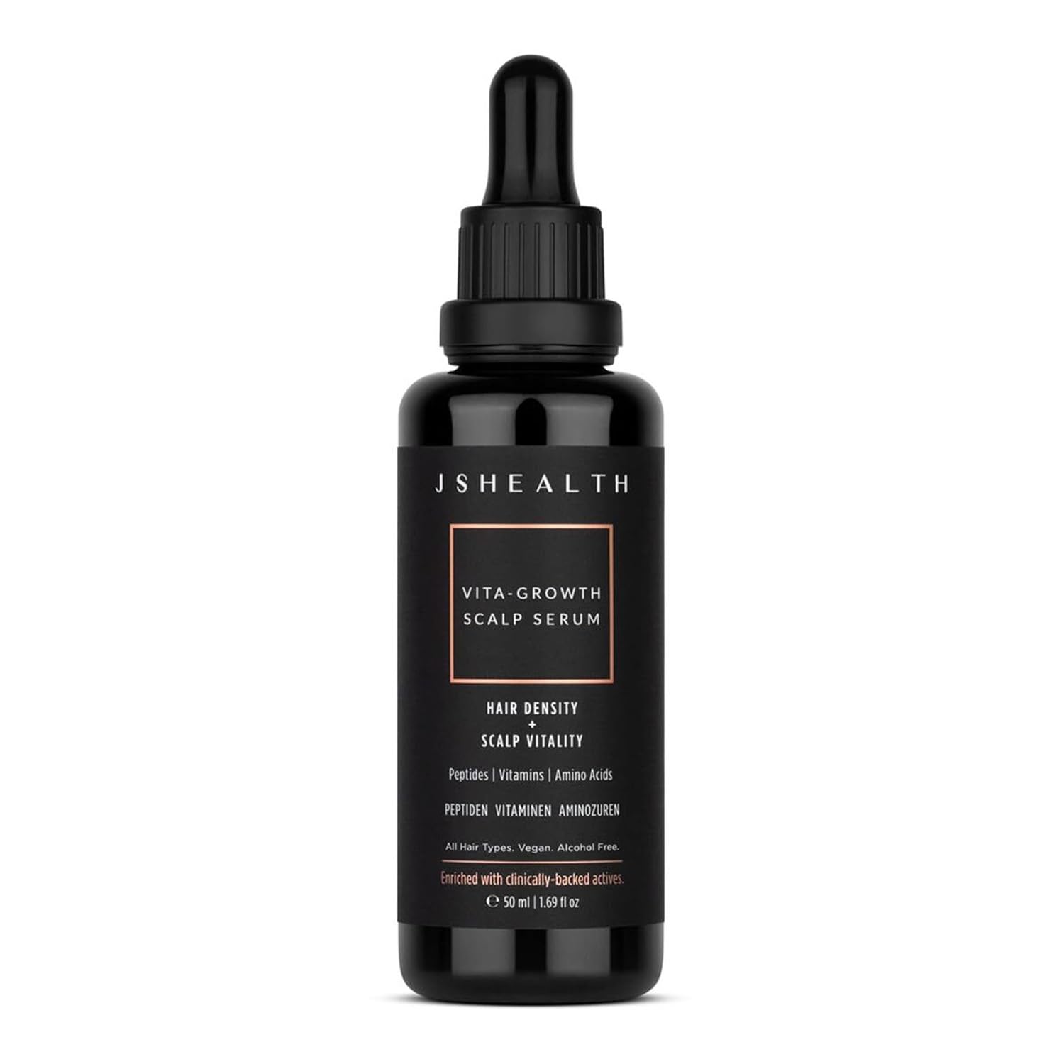 JSHealth Vita-Growth scalp serum bottle highlighting targeted scalp care for fuller hair.