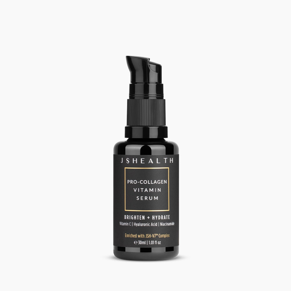 JSHealth Vitamin C Serum pump demonstrates easy daily use for vibrant skin.