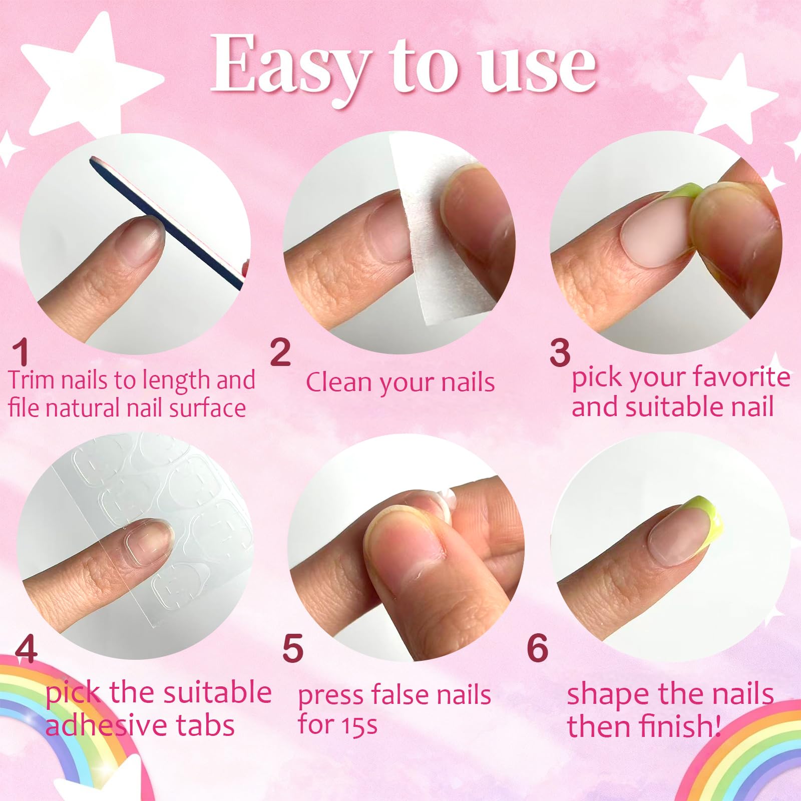 Jsiallye embossed-heart-flower-rainbow nails for playful design