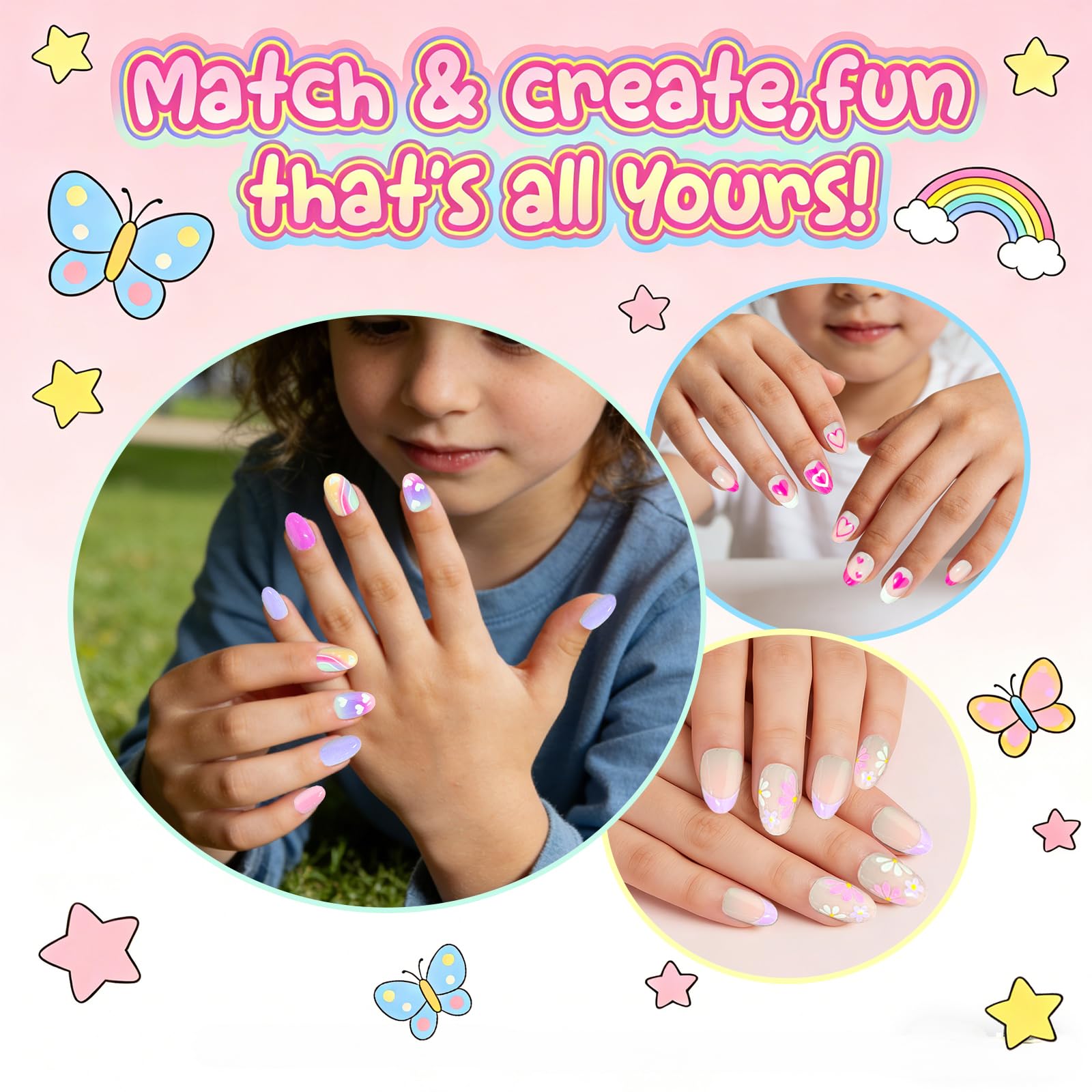 Jsiallye kids adhesive tabs four-pack for mess-free nail application