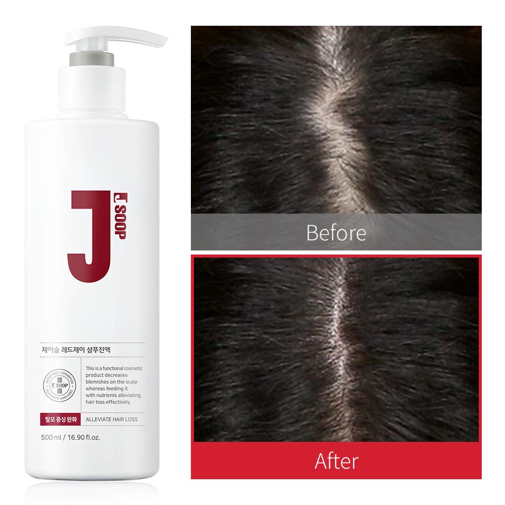 Pouring JSOOP Red J Shampoo into hand with rich foam for cleansing