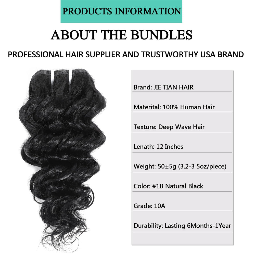JTdebade deep wave bundles 12inch close-up with healthy shine