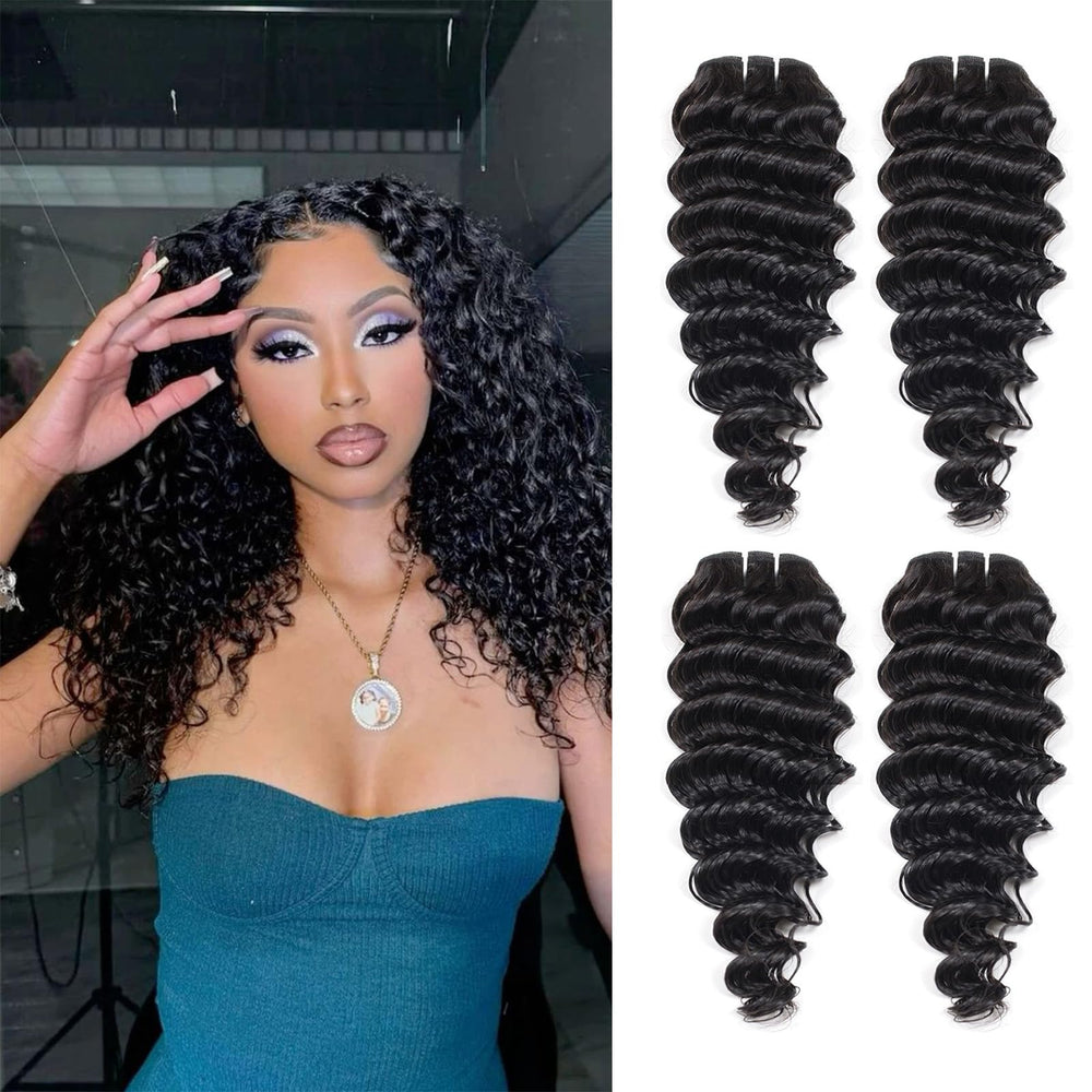 JTdebade Deep Wave bundles close-up texture showing natural luster for versatile styling.