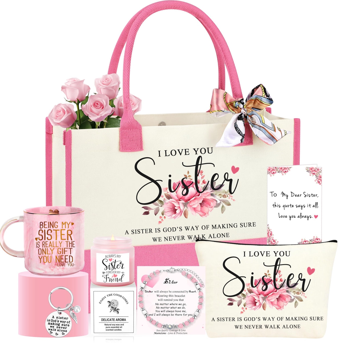 JTENGTOP pink tote bag, a stylish sister gift for everyday use