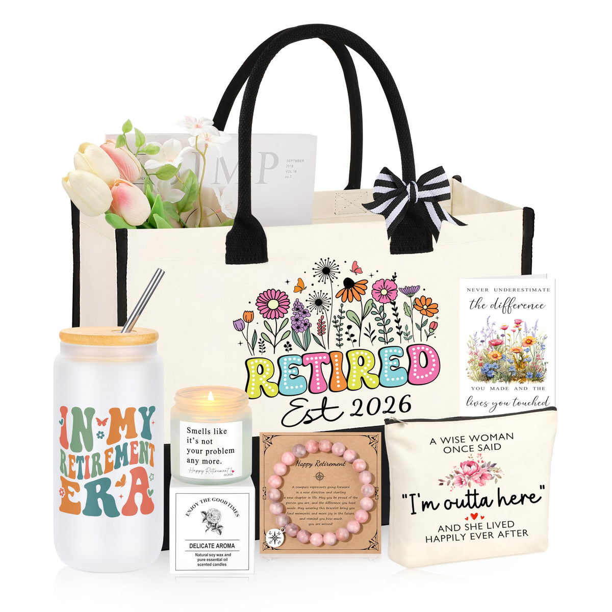 JTENGTOP retirement tote bag — durable canvas with roomy interior for daily essentials.