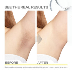 Jtopyrt Coconut Charcoal Underarm Detox Scrub rinse reveals clean, refreshed underarms after use.