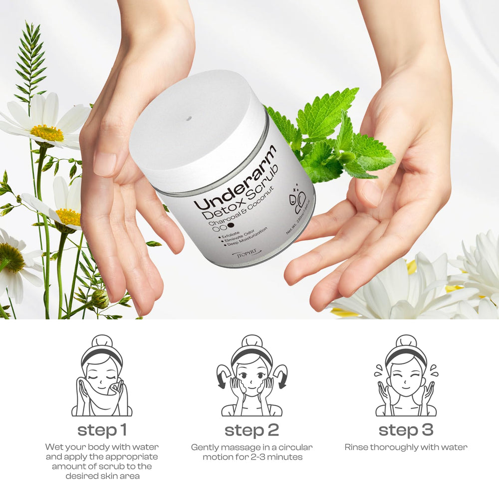 Jtopyrt Coconut Charcoal Underarm Detox Scrub daily use promotes clean armpits without irritation.