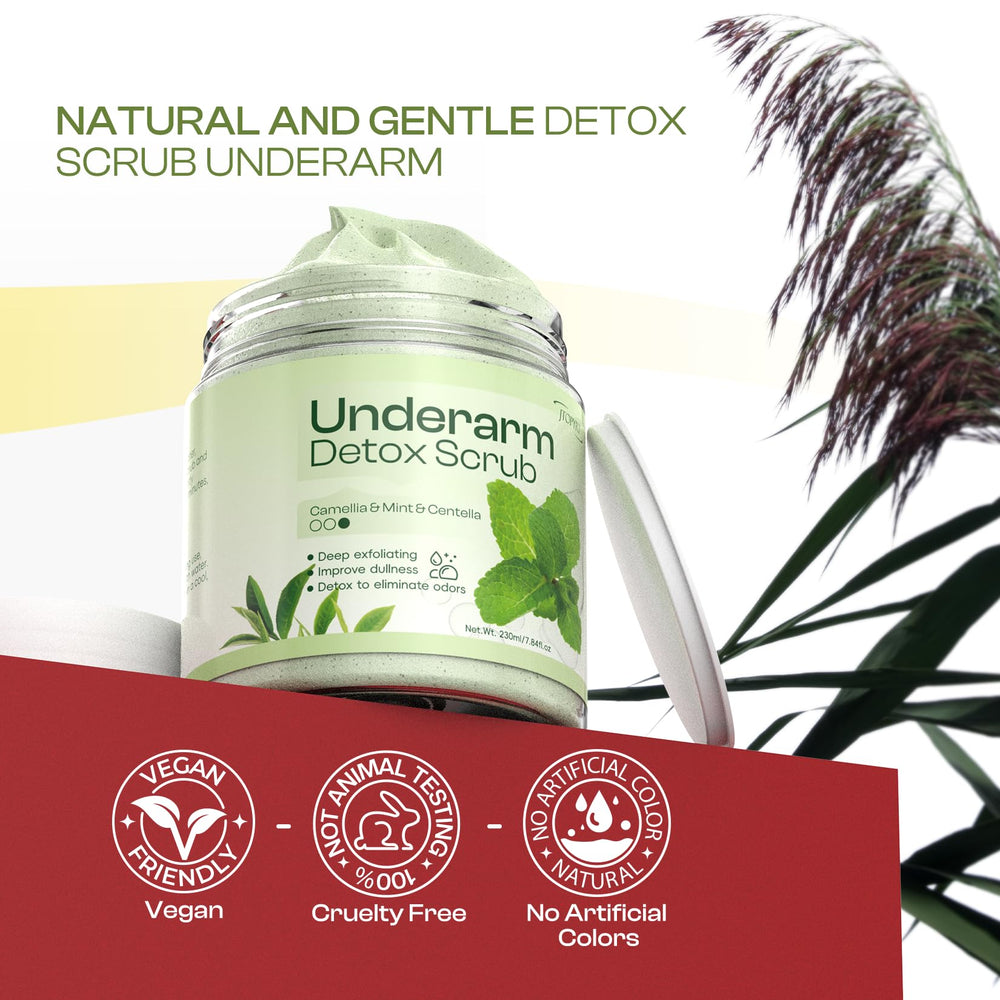 Jtopyrt Camellia Underarm Detox Scrub in shower helps cleanse the skin.