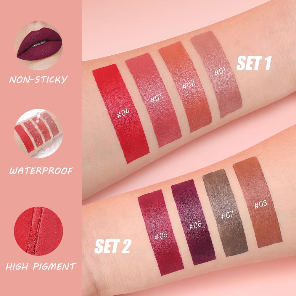 JUAAZIN waterproof lip crayon swatch demonstrates smudge resistance for all-day wear.