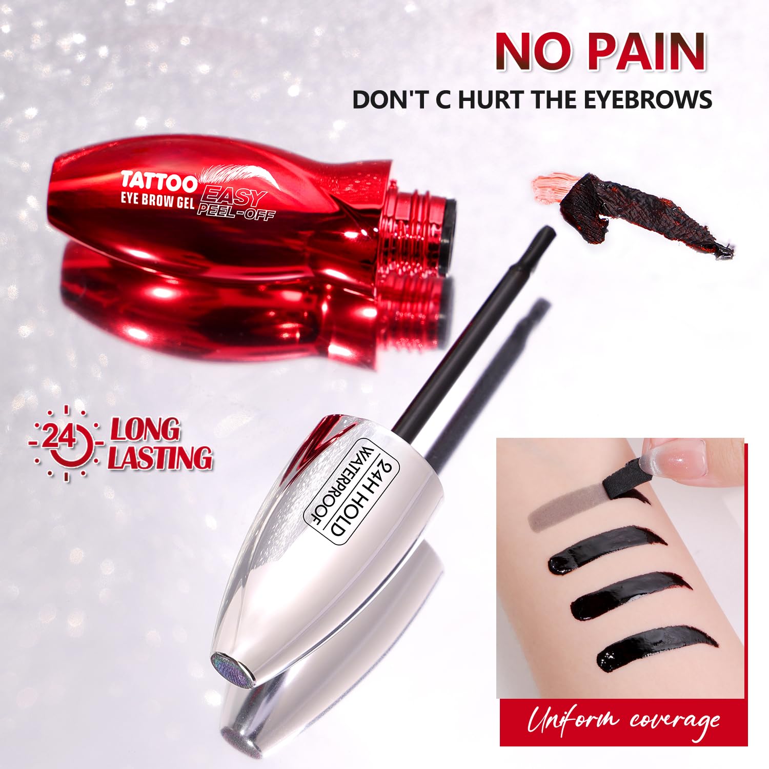 JUAAZIN waterproof transfer-proof brow tint close-up for durable wear.