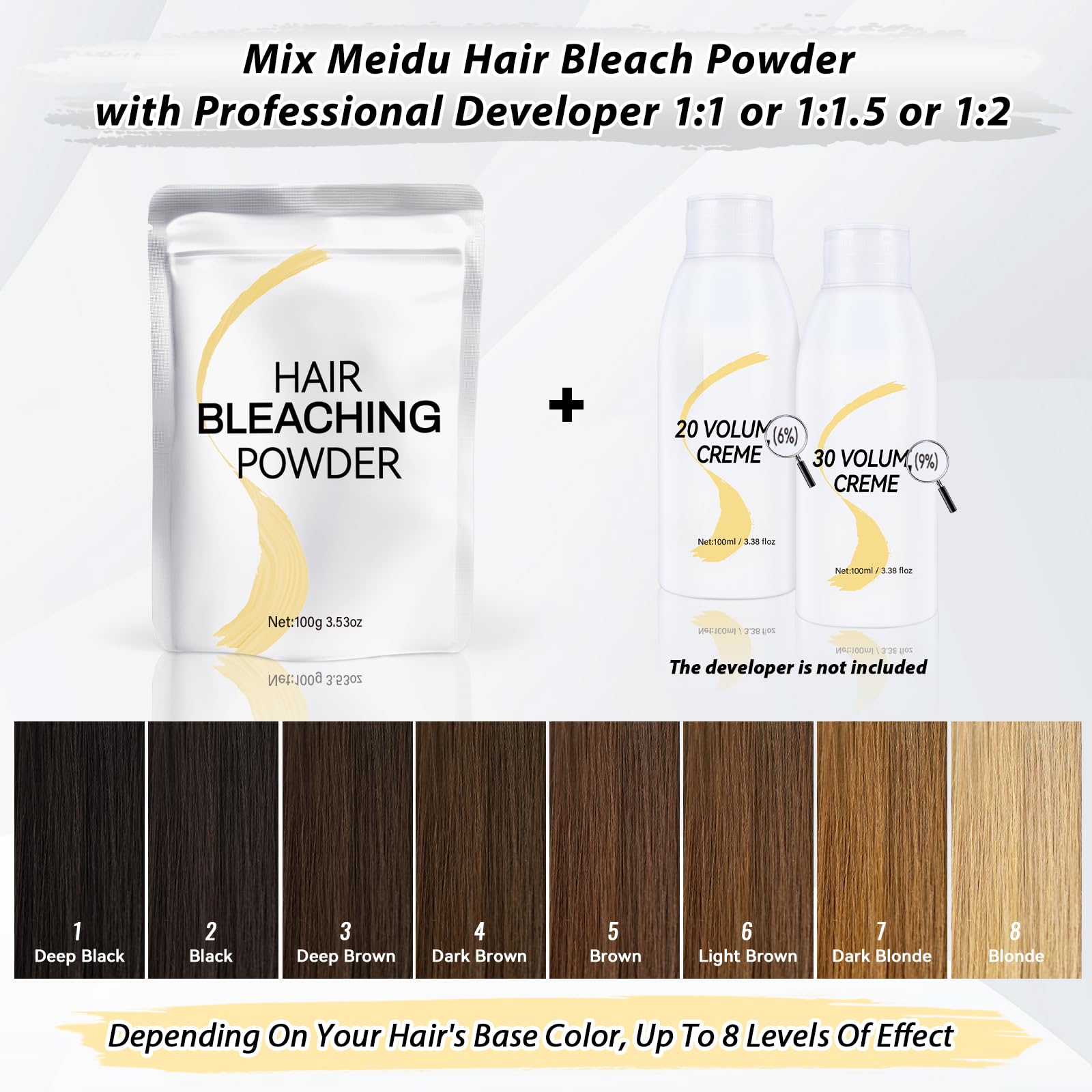 JUANCHI hair bleach powder even-coverage shot emphasizes smooth application