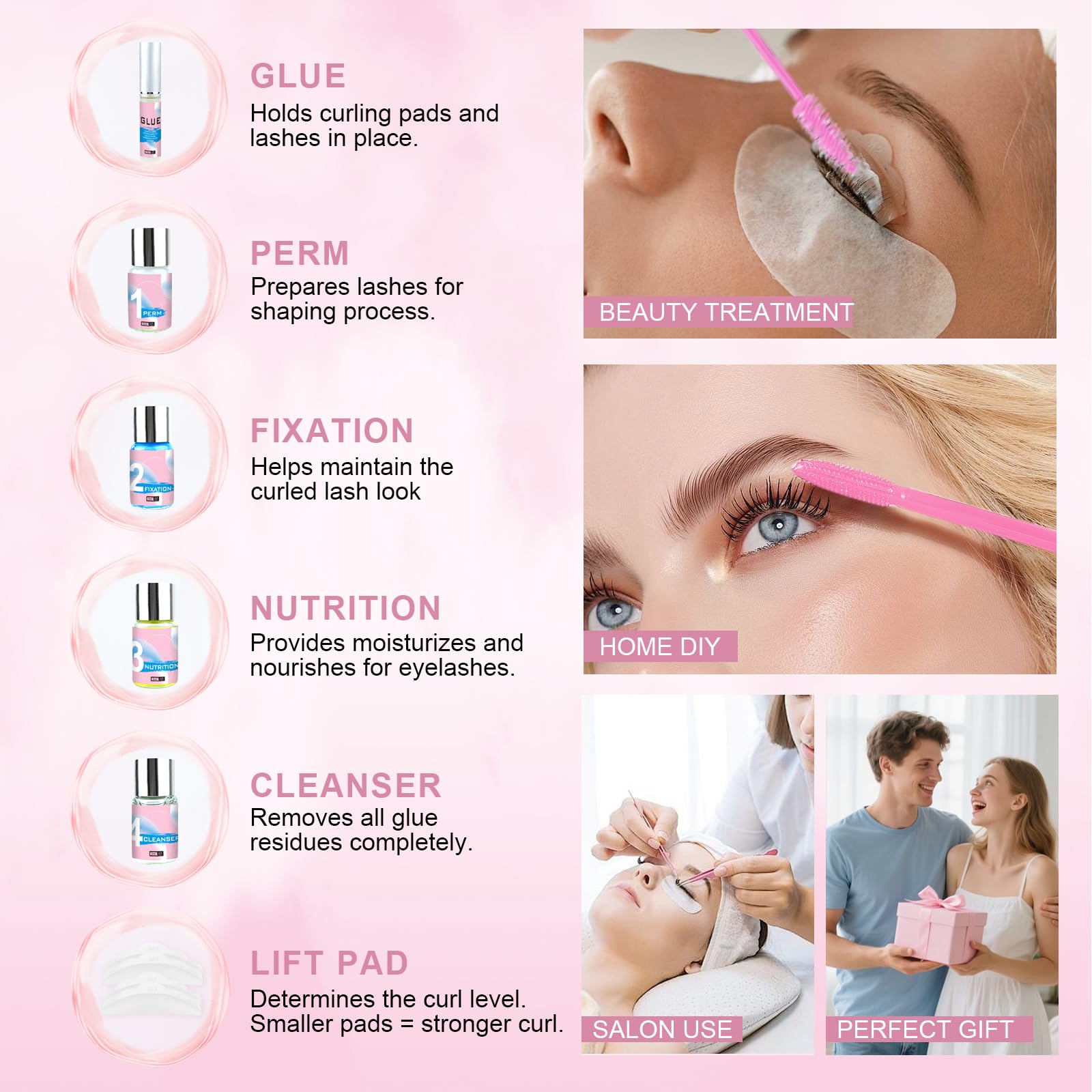 JUANPHEA lash lift kit precision tweezers and tools in use.
