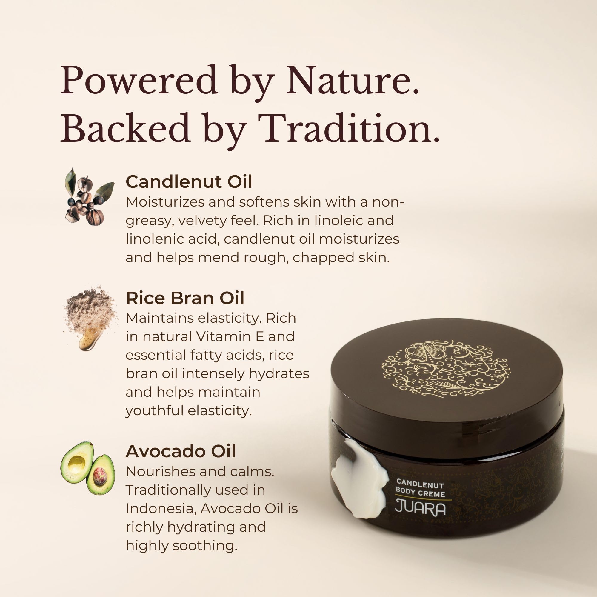 Juara Candlenut Body Creme illipe butter delivers silky softness