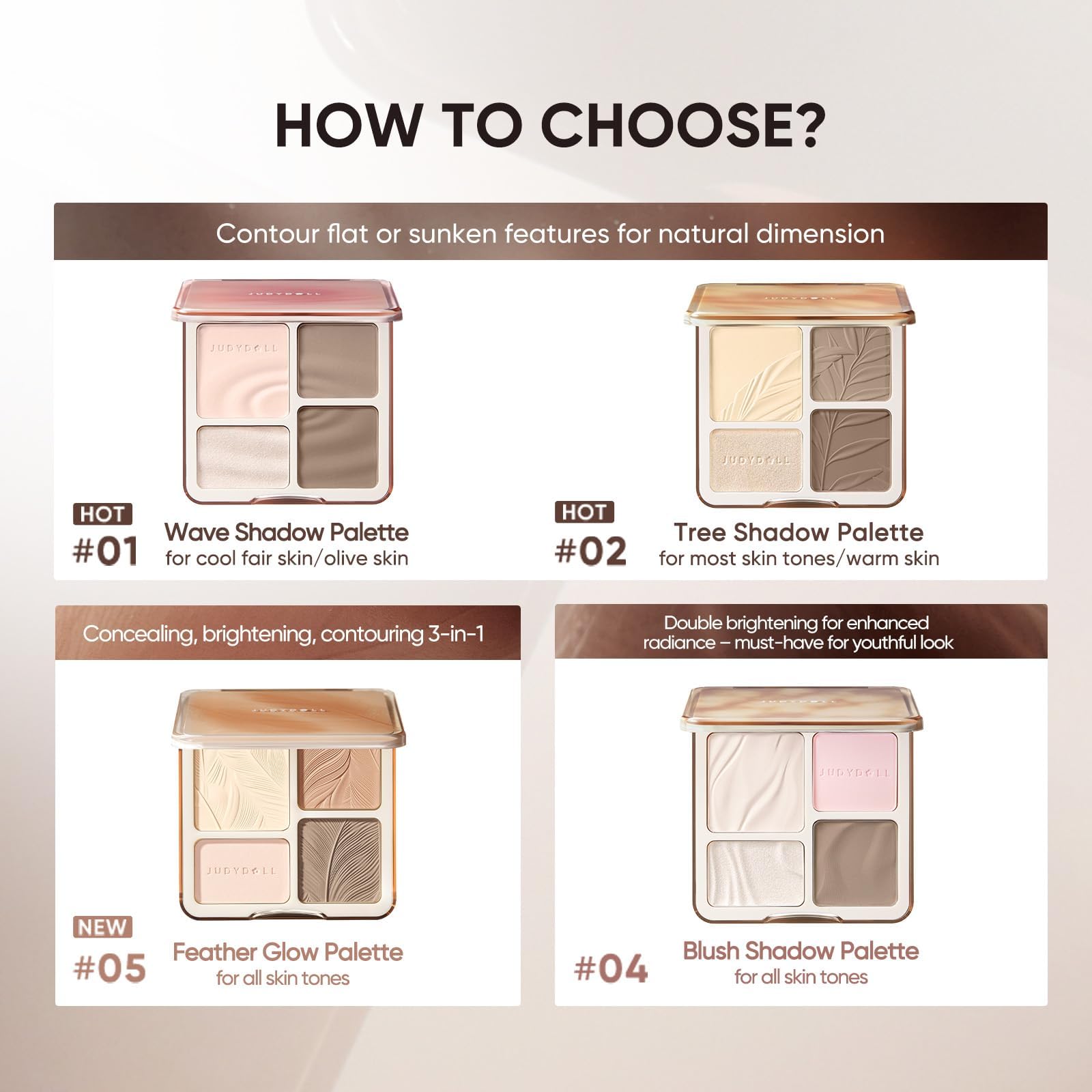 JUDYDOLL all-in-one palette suited for beginners and daily wear.