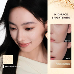 Contour shade demonstration on cheekbone with JUDYDOLL Feather Glow Palette