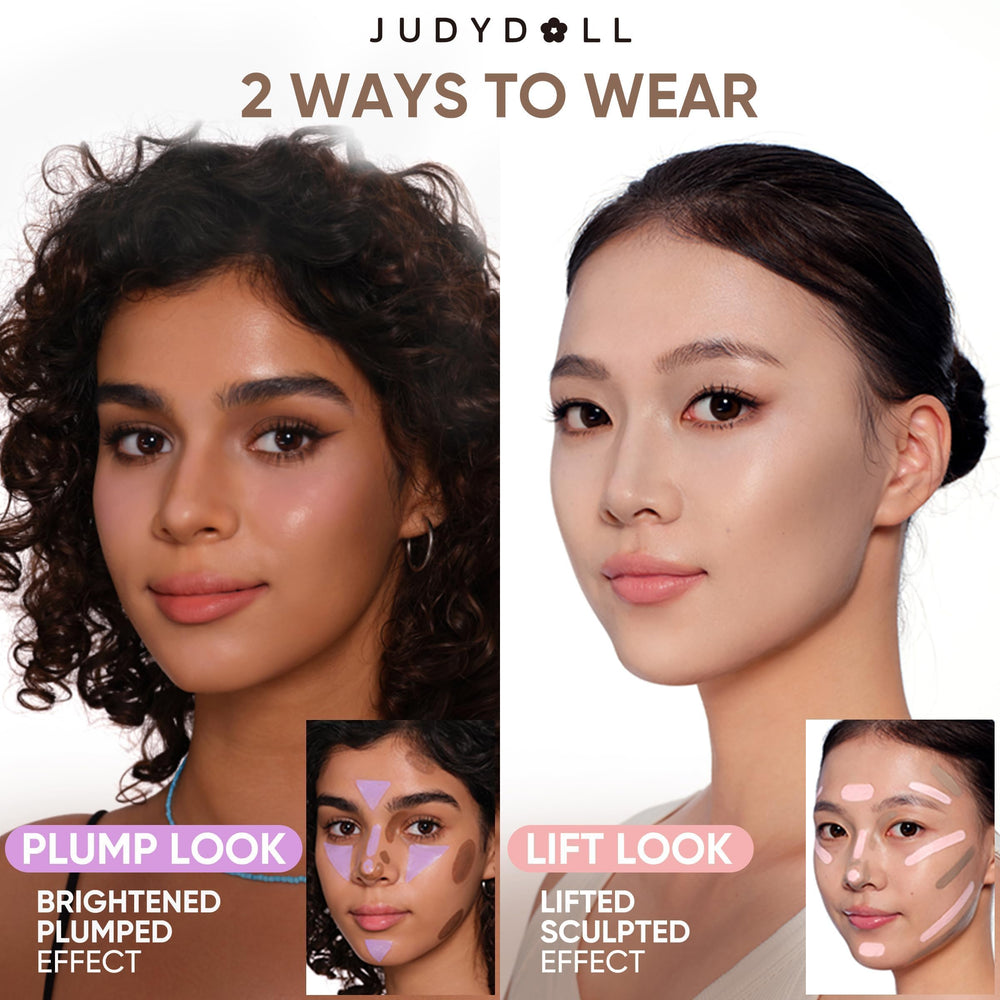 JUDYDOLL liquid contour long-wear finish image demonstrates crease-free, lasting wear.