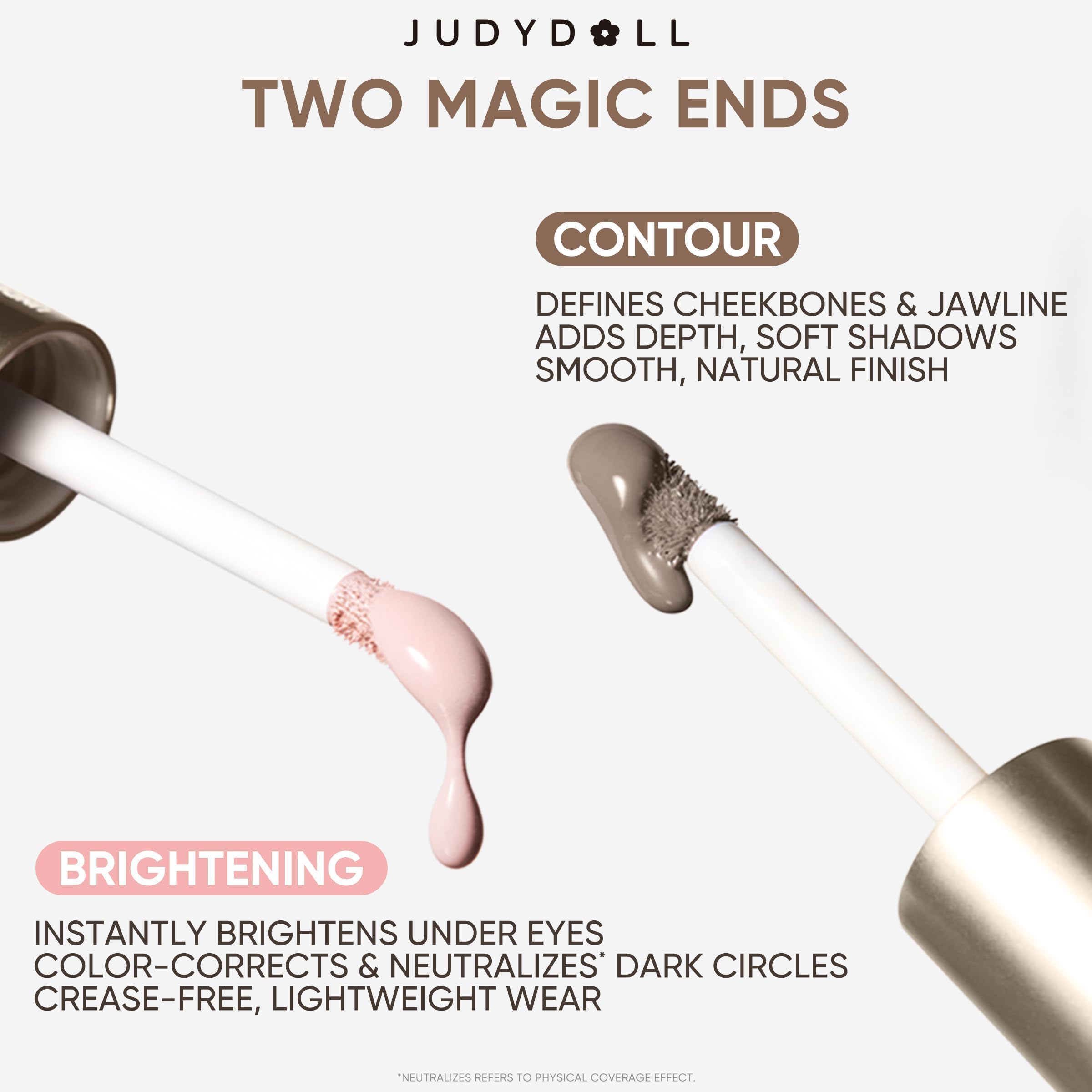 JUDYDOLL medium shade with neutral undertones swirled on skin.