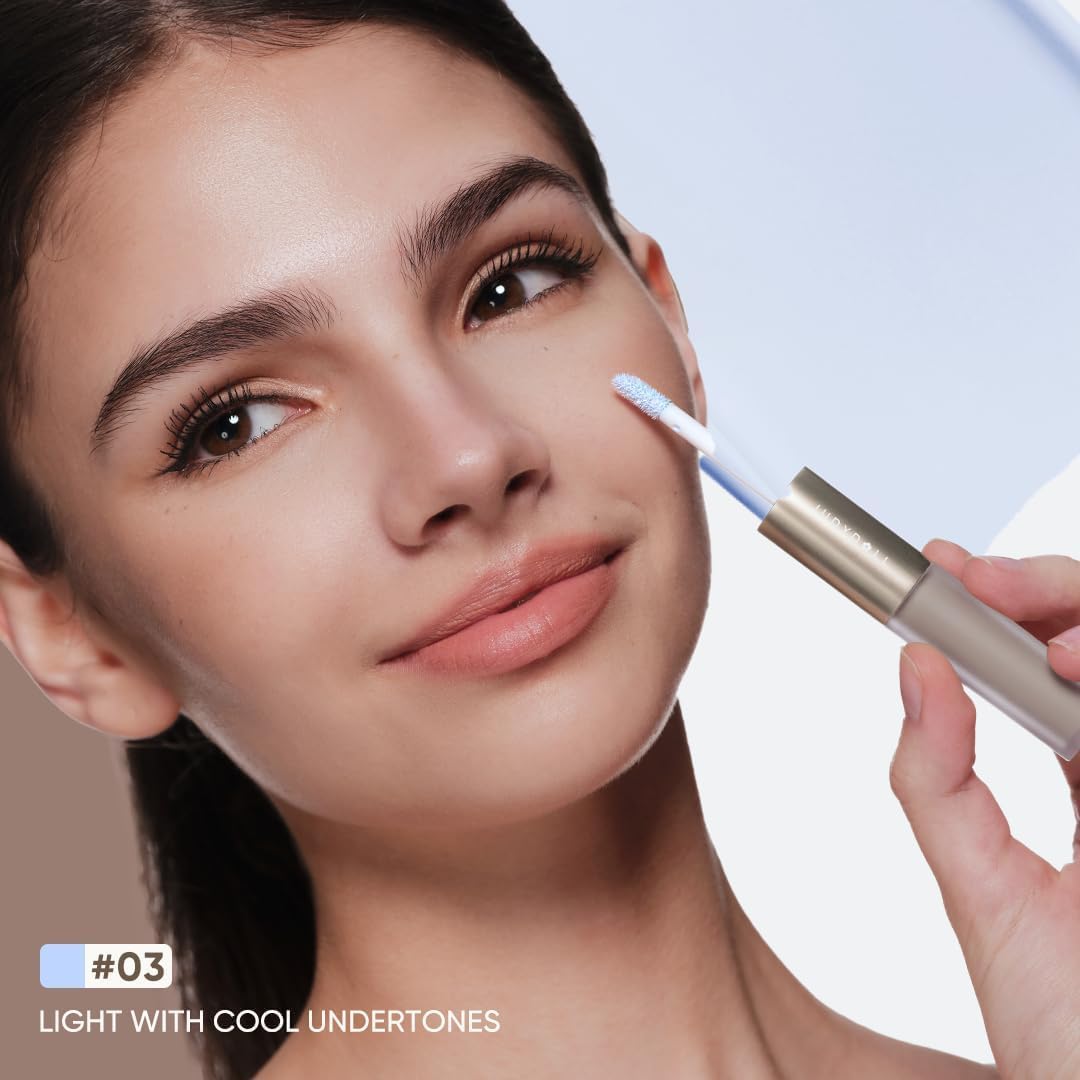 JUDYDOLL liquid contour under-eye brightening texture close-up shows brightening under-eye effect.