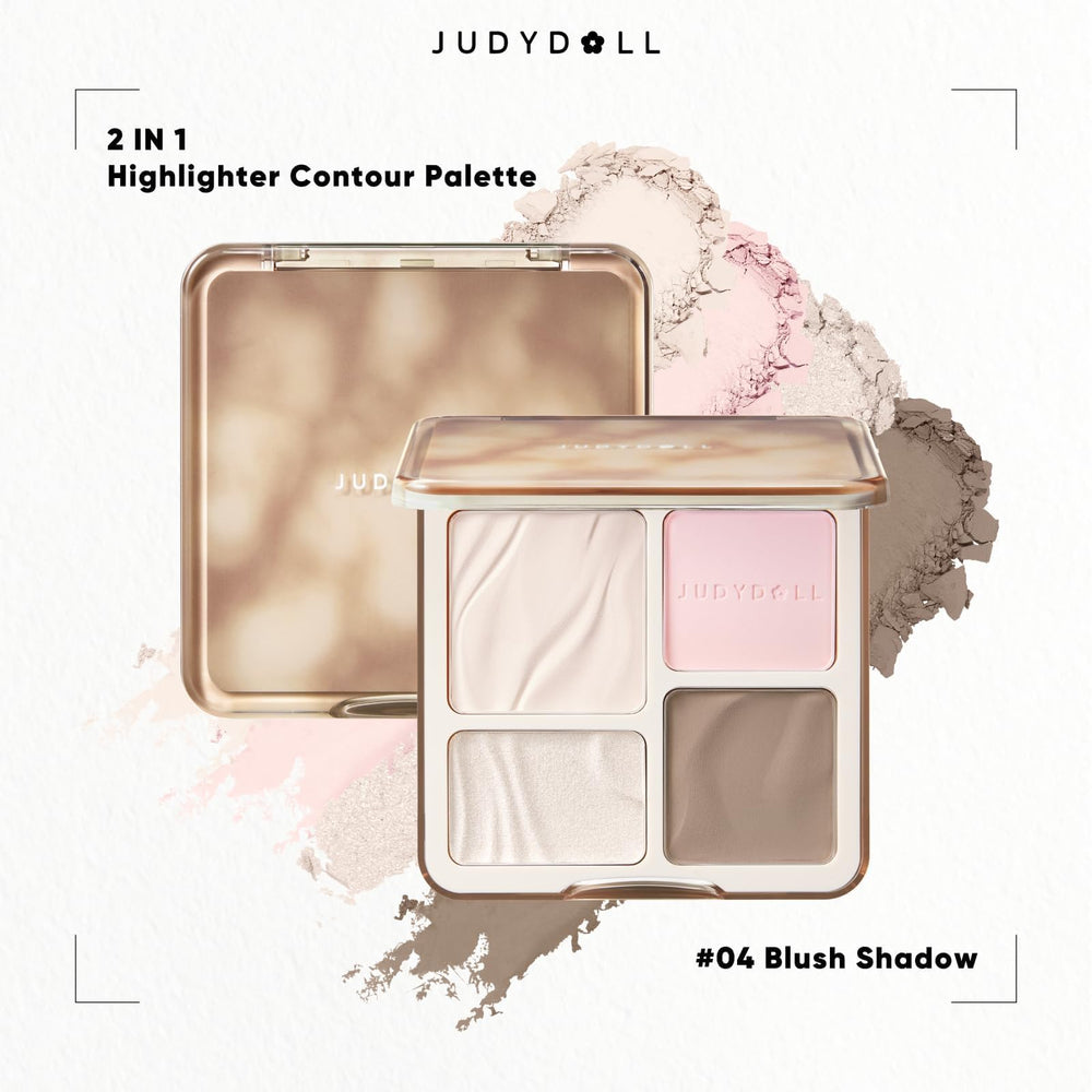 JUDYDOLL slim mirrored compact for easy on-the-go touch-ups.