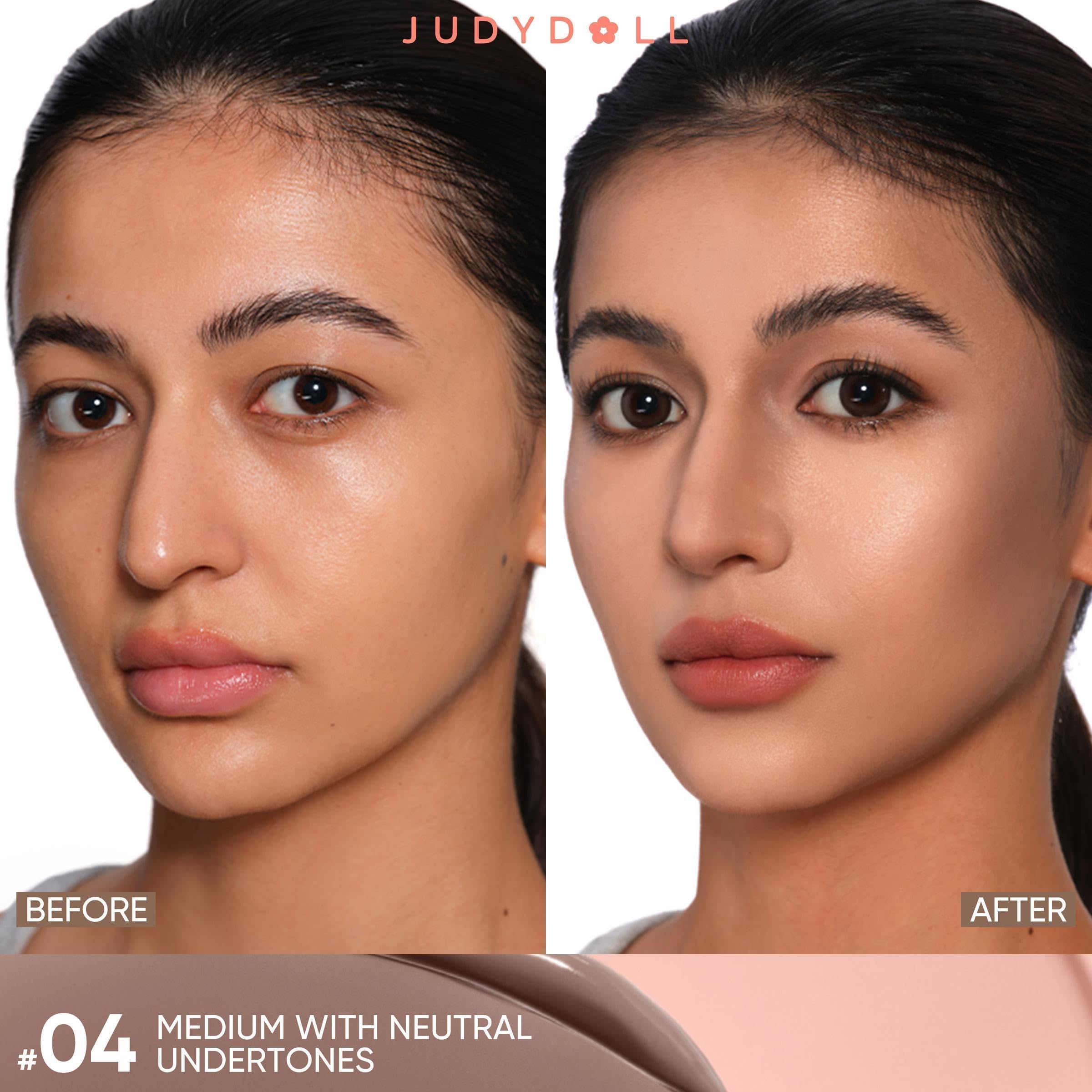 JUDYDOLL under-eye brightening swatch highlighting refreshed under-eye area.