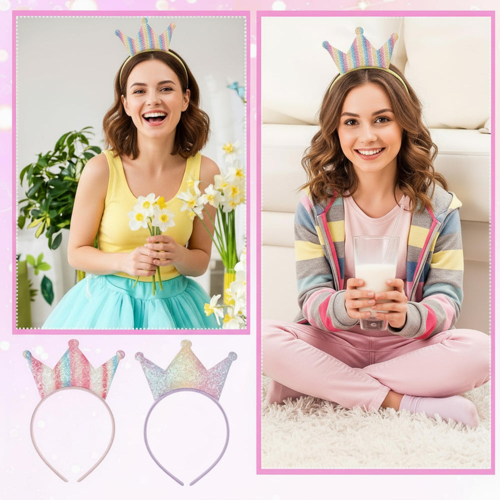 Juexica crown headband featuring elastic fit for most head sizes