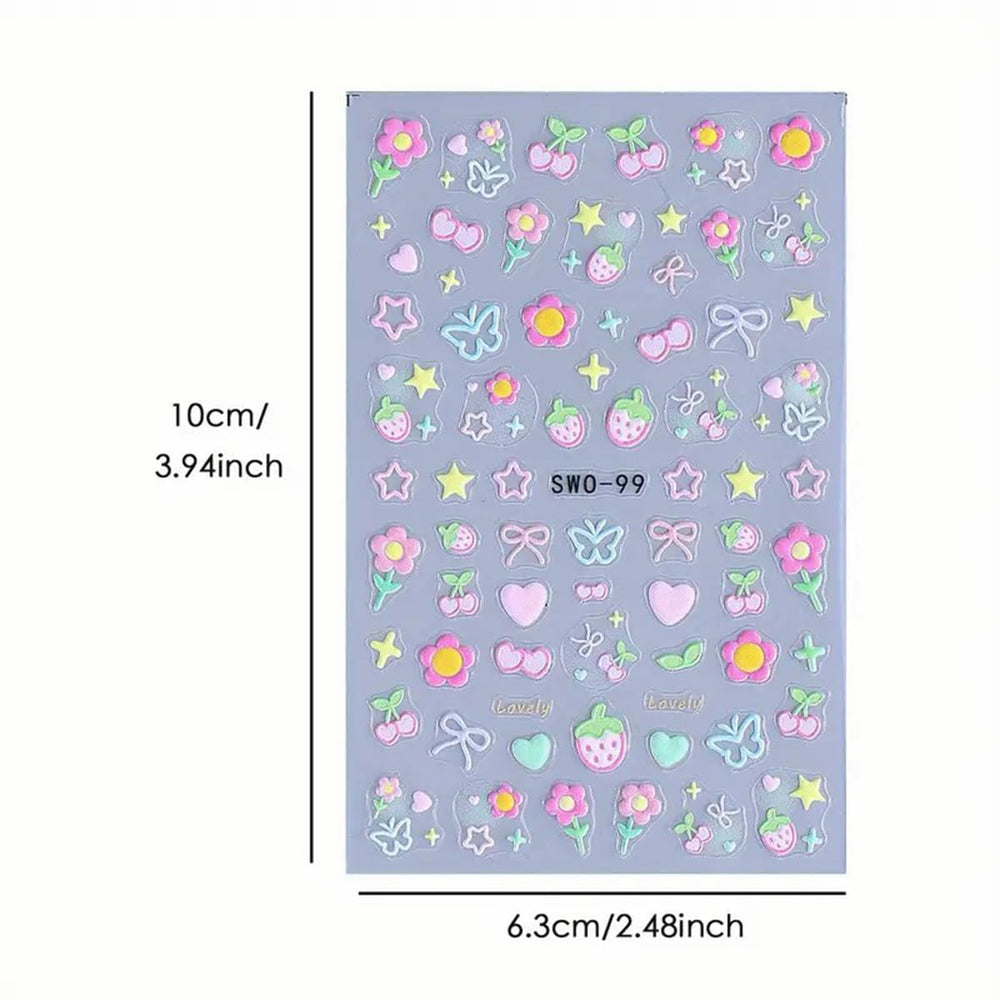 Juggssa flower 5D embossed nail sticker offers soft, realistic petals.