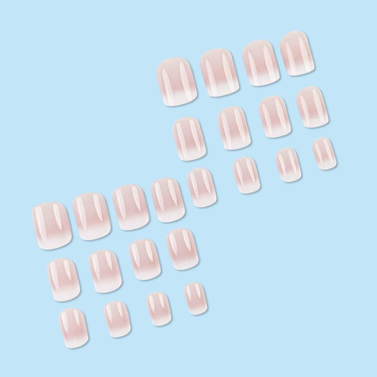 JUGGSSA French-ombre acrylic nails full cover with glossy finish for easy wear.
