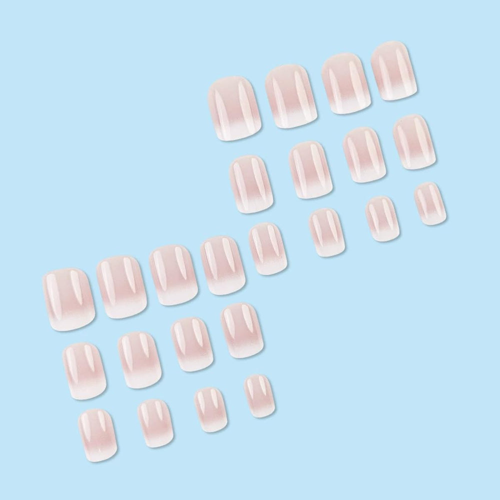 JUGGSSA French-ombre acrylic nails full cover with glossy finish for easy wear.