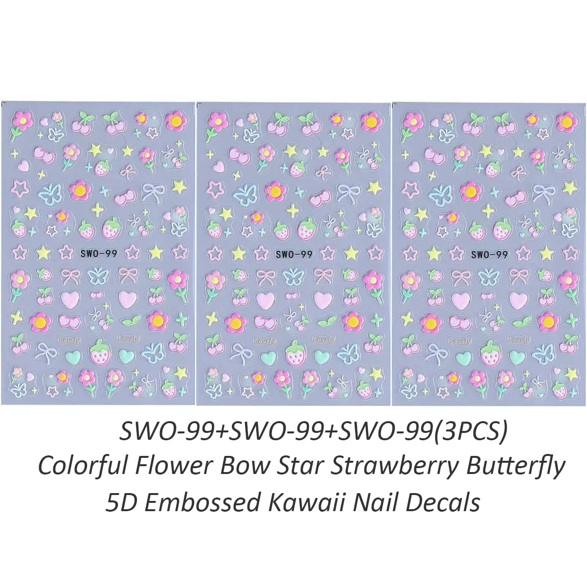 Juggssa heart 5D embossed nail sticker for playful manicure accents.