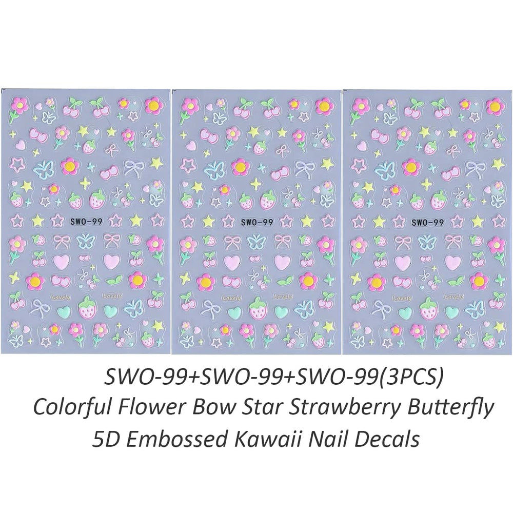 Juggssa heart 5D embossed nail sticker for playful manicure accents.