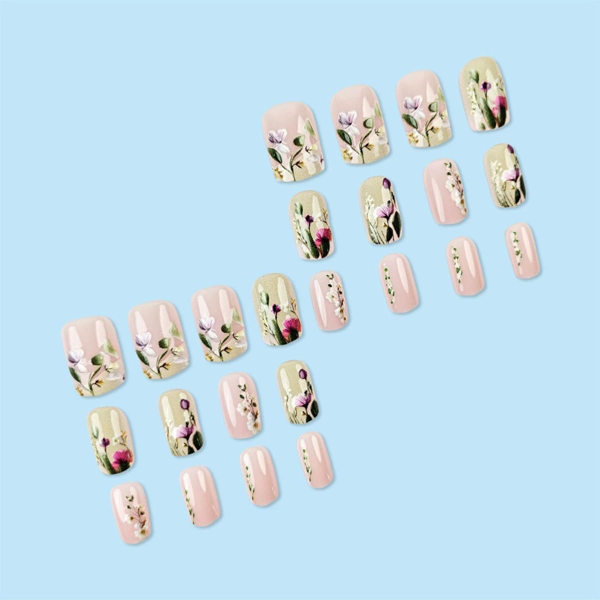 Juggssa short square nails glossy pink for quick, elegant wear