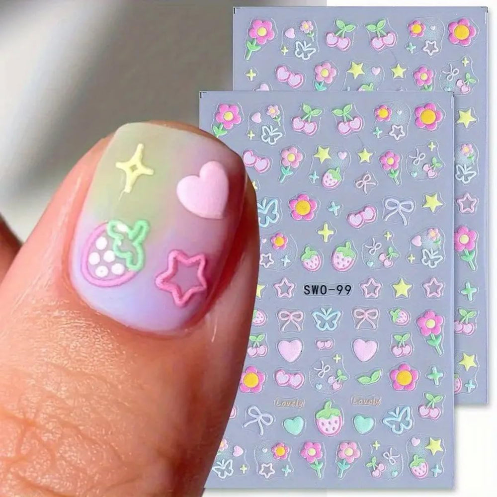 Juggssa sticker set 5D embossed nails for mixed designs.