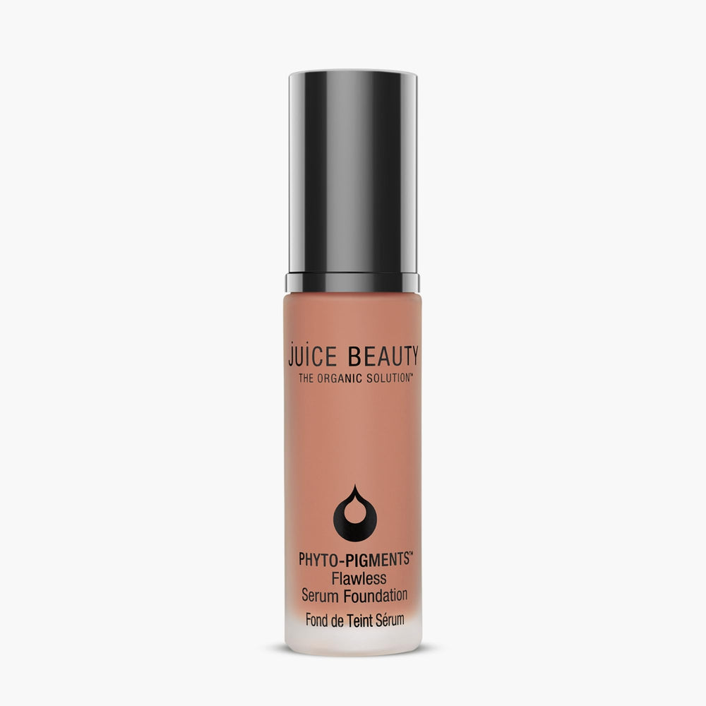 Juice Beauty Phyto-Pigments Flawless Serum Foundation bottle delivers radiant, long-lasting coverage.