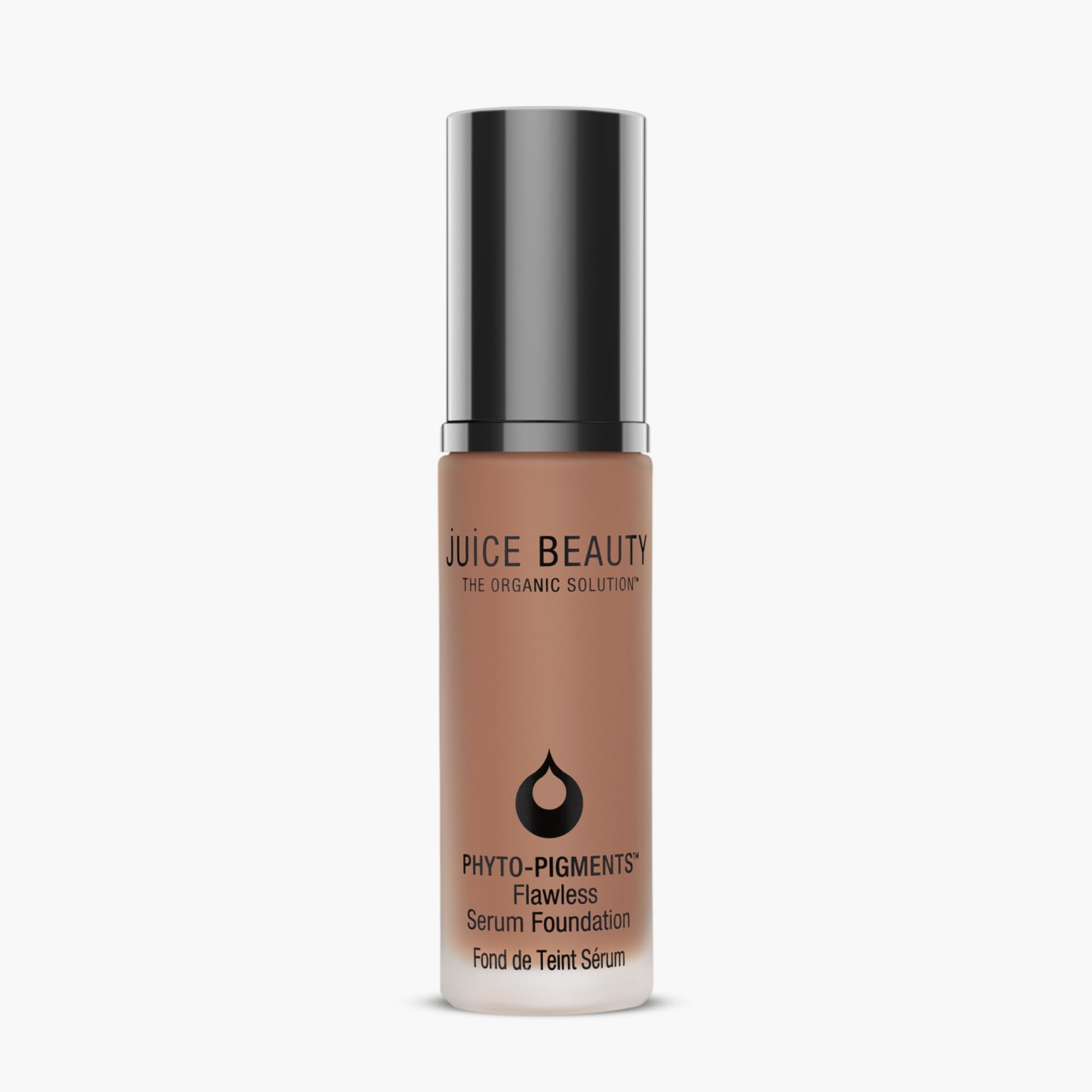 Juice Beauty Phyto-Pigments Flawless Serum Foundation bottle shows premium vegan packaging for lasting coverage