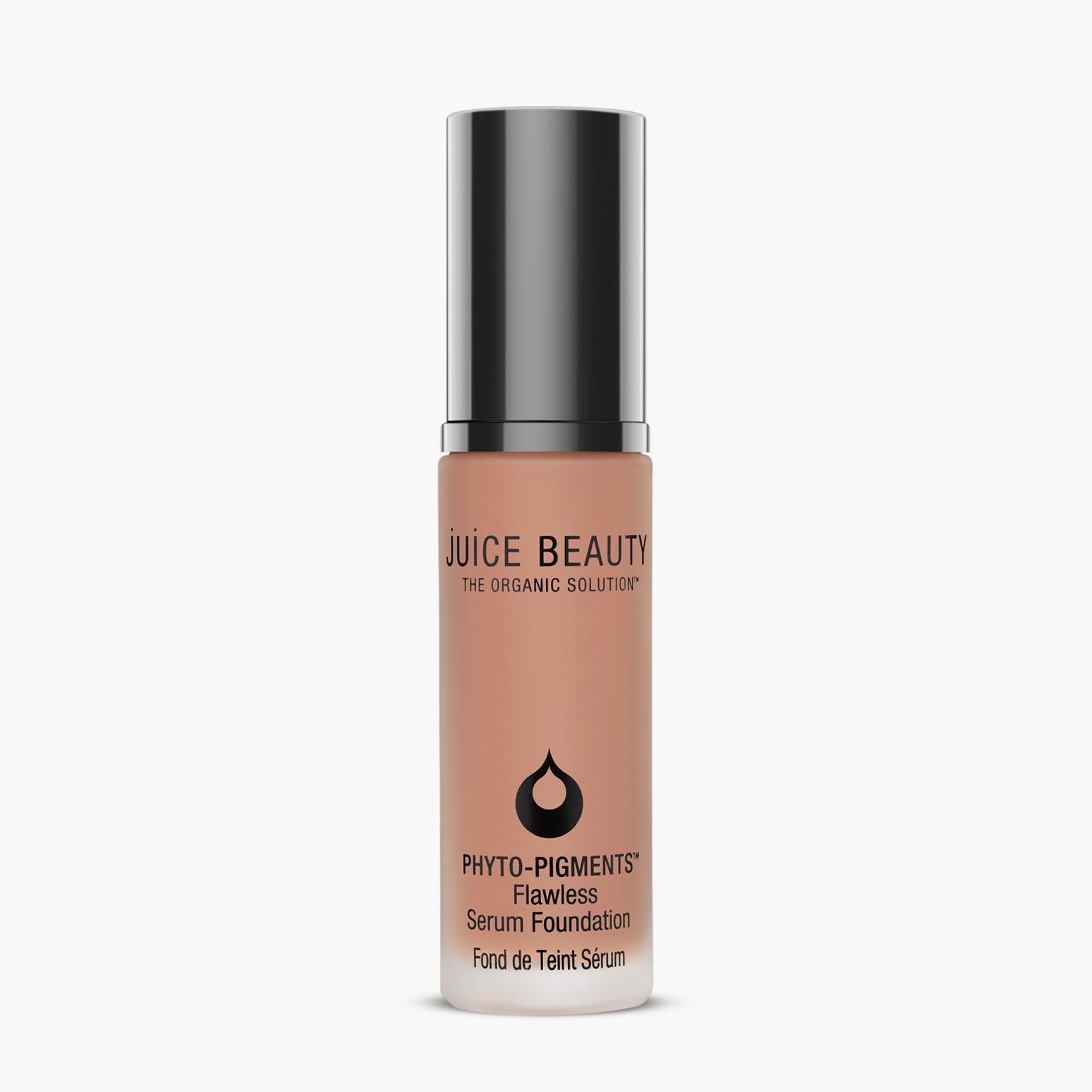 Juice Beauty Phyto-Pigments Flawless Serum Foundation bottle close-up showing vegan, long-lasting coverage